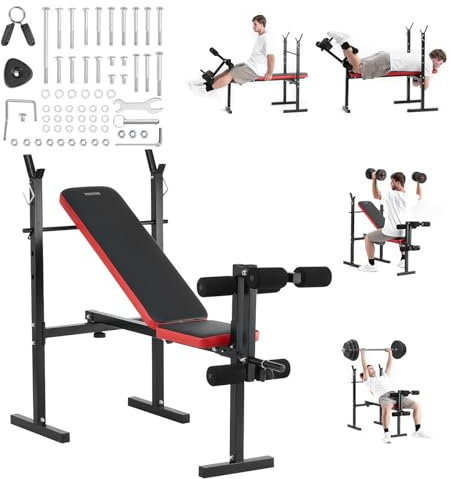 VEVOR Panca Pesi, Panca Pesi Regolabile Multifunzionale per Allenamento Completo del Corpo, Panca per Esercizi Sit Up da 172,3 kg in Palestra a Casa, Panca Piana con Piegatura e Regolazione Rapida