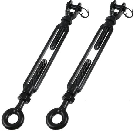 Oedema 2 Pcs Turnbuckle M10 304 Stainless Steel Jaw and Eye Turnbuckle Heavy Duty Tensioner Adjustable Shade Sail Hardware for Wire Rope Cable Tension