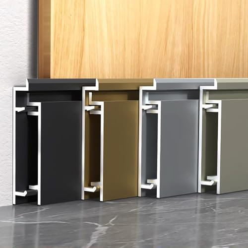 Raouoae Striscia di Bordatura per Pavimento Laminato 125 Cm* 2 Pezzi Battiscopa in Alluminio per Soggiorno Cucina Elegante Rivestimento per Pareti E Finitura per Pavimento(Gray)