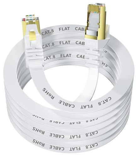 YesTXR LAN Kabel 20M,Cat 8 Netzwerkkabel Ethernet Kabel 40Gbps 2000MHz RJ45 | Hochgeschwindigkeit LAN Kabel für PS5 Router Modem TV Switch Laptop，RJ45-Steckern kompatibel mit CAT6/7（Weiß）
