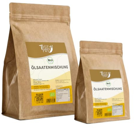 Tasty Pott Bio Ölsaatenmischung – Sonnenblumenkerne, Leinsamen & Sesam – Knackige Saatenmischung für Müsli, Salat & Backen – Vegan, glutenfrei & ballaststoffreich – Bio-zertifiziert (250g)