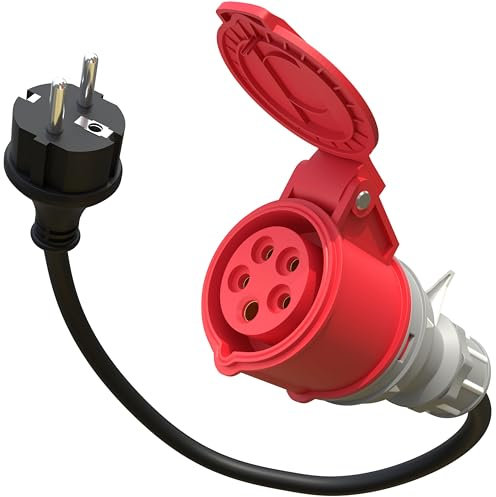 Poppstar 45cm CEE-Adapter IP44 als Elektoauto Zubehör (Schuko-Stecker: Typ E+F/CEE-Steckdose-Kupplung 16A, 5-pol/Schuko-Stecker: Typ E+F), H07RN-F 3G2.5
