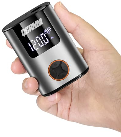 Mini pompe à vélo électrique avec manomètre pour valve Schrader et Presta, pompe à air sans fil 120 psi, unités PSI/bar, arrêt automatique et lumière LED