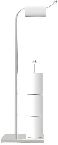 Toilet Roll Holder Free Standing with Heavy Duty Base, Stainless Steel | Stylish Chrome Finish, Practical Design Toilet Roll Storage Stand for Bathroom