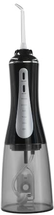 Idropulsore Portatile senza Fili, Serbatoio da 350 ml, 5 Modalità di Pulizia, 6 Ugelli, Ricaricabile tramite USB-C, Irrigatore Orale Impermeabile IPX7 per Casa e Viaggio, Nero