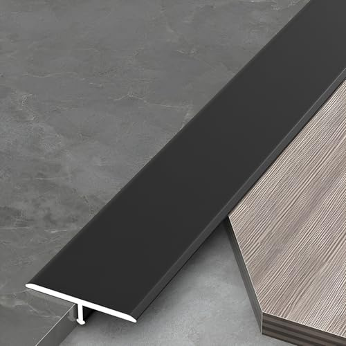 Aluminium Übergangsleiste Bodenleiste 90cm Übergangsprofil Selbstklebend, Cover Streifen Boden Übergang Für Laminat, Fliesen(Black,6cm x 270cm (3 * 90cm))