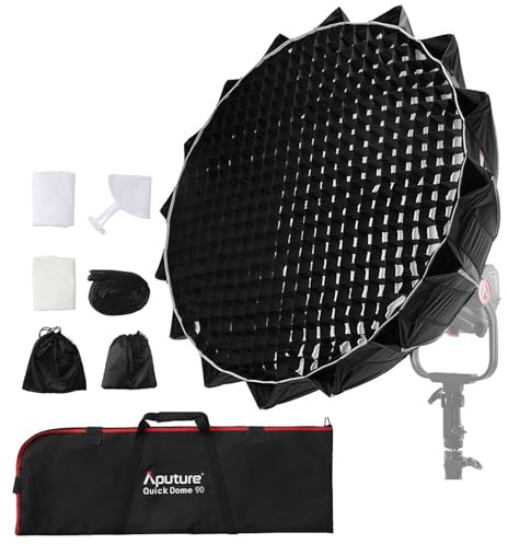 Softbox Aputure Quick Dome 90 de 90 cm (35 Pulgadas) con Montura Bowens, configuración rápida, Controles de iluminación y modificadores para Aputure Storm 700X/80c y Amaran 300c/150c/200x/60x S.