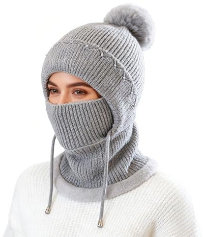 TAGVO Sturmhaube Gesichtsmaske Damen, Winddicht Warme Skimaske Thermo-Fleece-Kapuzenschal Gesichtsschutz 3 in 1 für Outdoor Outdoor Radfahren, Snowboarden, Skifahren, Motorradfahren