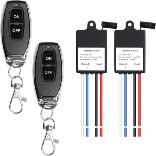 QIACHIP Mini Interruptor de Control Remoto Inalámbrico radio DC 6V 12V 24V 1 Canal RF Relé 433 MHz Receptor con 2 pulsador Transmisor,para Luz/bomba de agua