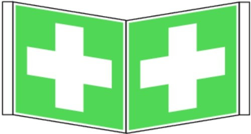 LEMAX® Rettungszeichen, Erste Hilfe E003 Winkel-/Nasenschild DIN EN ISO 7010 Kunststoff langnachleuchtend 300x300mm