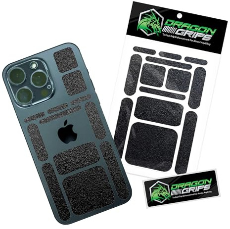 Dragon Grips 13-Piece Rectangular Rubber Grip Tape Pack - Black Rubberized Mouse Grip Tape, Versatile Non-Slip Stickers for Cell Phone Case, Gun, Tools, Gaming Controller, Laptop & More, Made in USA