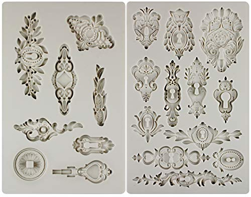 Silikonform Barock-Stil Ornament Tortendeko Schluessel und Schluesselloch