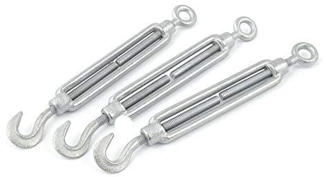 50 stück Spannschloss M5 Haken/Öse | Stahl C15, galvanisch verzinkt | Seilspanner für Drahtseil Spanner Stahlseil Draht zubehör für Seilwerk | [ DQ-PP ]