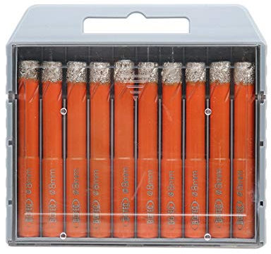 Set di Punte Diamantate a Secco, BGTEC 10 Pezzi da 8 mm per Seghe a Tazza per Granito, Marmo, Muratura, Cemento, Piastrelle/Ceramica, Vetro, Plastica Dura, Kit di Punte Diamantate Brasate Sottovuoto