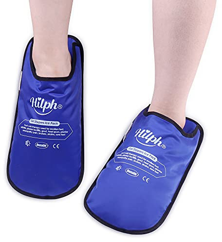 Hilph Foot Ice Pack Slippers for Plantar Fasciitis 2 Pack, Ice Pack Slippers for Hot Feet Cold Compression Therapy Gel Cooling Slippers for Foot Neuropathy, Swollen Feet, Diabetic Foot, Gout Relief