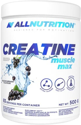 ALLNUTRITION Creatine Muscle Max Food Suplement - Creatine Monohydrate with Taurine - Performance Boost and Muscle Recovery - No Added Sugar - Instant Powder 500g - Blackcurrant