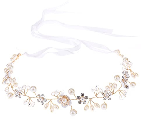 Zeayebsr Braut Haarband Silber - Kristall Blinkender Haarschmuck, Handgefertigtes Vintage Stirnband, Hochzeit Accessoires Party (Weiß)