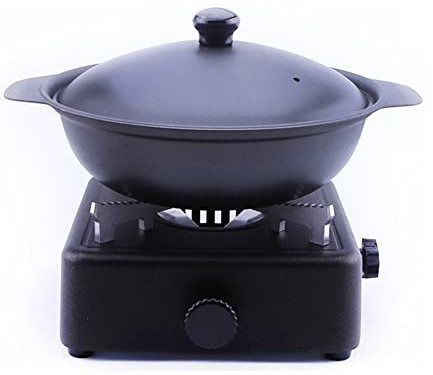 MNSSRN Non-Stick-Suppentopf im japanischen Stil, Verstellbarer Temperatur Sukiyaki-Topf, Eintopftopf, Alkoholherd, tragbarer Außenpicknickkocher,22cm