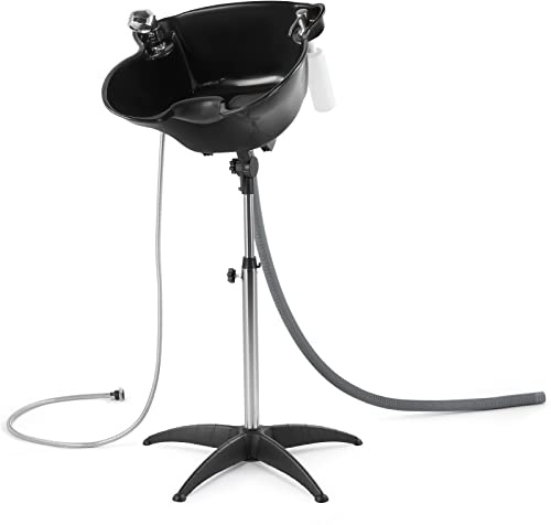Artist hand Shampoo Bowl Portable Salon Sink with Adjustable Height and Drain; Sprinkler with Switch Hair Washing Basin Salon Chair Barber Deep Bowl