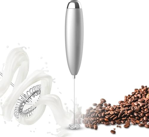 Mousseur à lait, mousseur à café, mixeur à main, moteur amélioré, fouet électrique durable, à faible bruit, mini mélangeur portable pour lait froid, café latte pare-balles, argenté