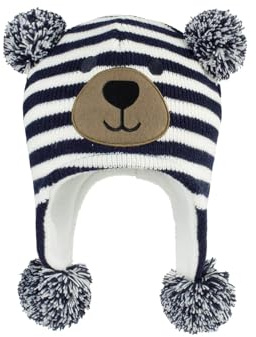 Durio Baby Mütze Mädchen Jungen Kleinkind Earflap Beanie Warm Strickmütze Wintermütze mit Bommel