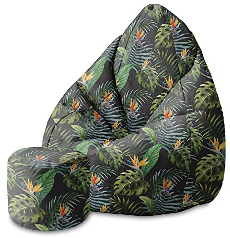 DreamRoots Sitzsack Kinder 70x70x105cm - Sitzsack mit Lehne und Hocker und Bezug - Sitzkissen Boden - Chill Sack - Bubibag Sitzsack - Sitzsack mit Füllung - Kinder Sitzsack S-Dunkle Blum1