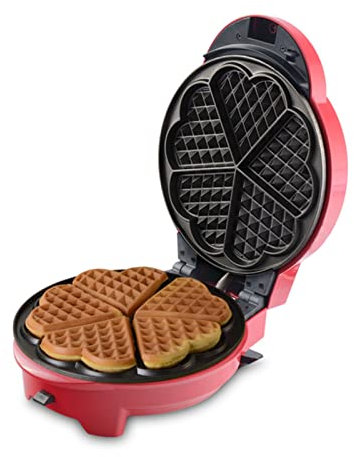 Double-Head Belgian Waffle Maker Commercial Electric Round Waffle Maker Machine Temperature and Time Control Double-Sided Uniform Heating for Fluffy Golden Waffles 2000 W (Color : 5 pan)