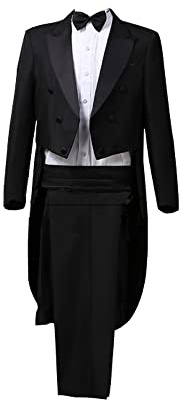 YUDATPG Men Tuxedo Suits Slim Fit Tailcoat Jacket Black