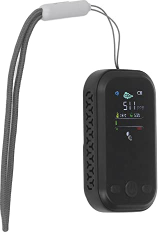 Carbon Dioxide Detector, 5V Precise USB Charging Air Quality Monitor for Laboratories (Black)