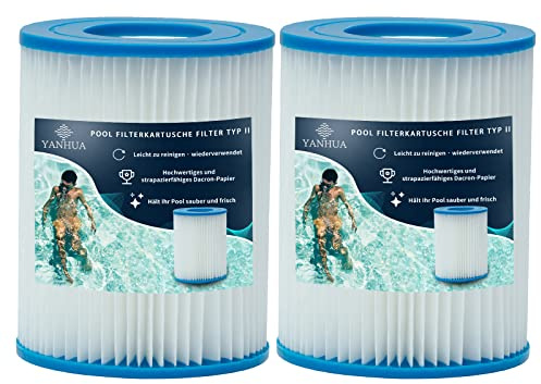 YANHUA Poolfilter Kartusche Typ II, Pool Filter größe 2, für 58383/58381/58093/58094, Filterkartuschen Kartuschenfilter Papier (2)