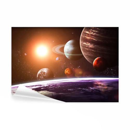 decomonkey Premium Fototapete Weltall, 200x140 cm, Weltraum Universum Erde | Sonne, Planeten, Kosmos, Vlies, Schlafzimmer, Wohnzimmer, Design, Tapete, Fototapeten, Tapeten, Vliestapete, Wandtapete, Wand