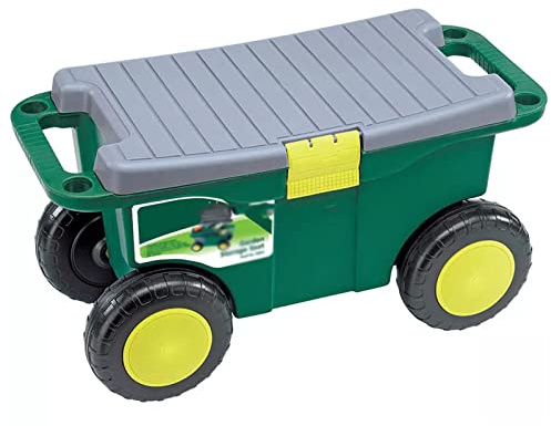 THREMA Rollsitz-Gartenhocker-Wagen, Garten-Kniesitz mit Werkzeugablage und Aufbewahrung, Abnehmbarer Gartenhocker, zum Knien und Sitzen, um Knie- und Rückenschmerzen vorzubeugen