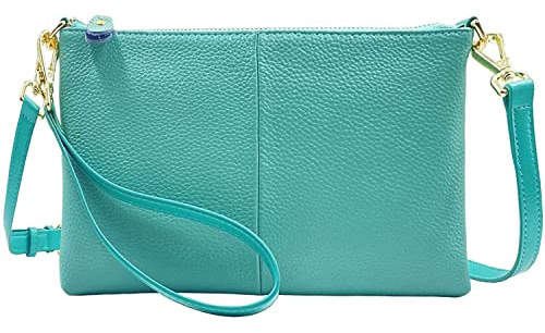 lifwimner Shoulder Bag Women's Small Handbag Women's Leather Crossbody Shoulder Wristlet Purse Clutch Phone Credit Card Slots with Carry Strap, Light teal, crossbody