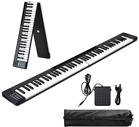 88 tasti pianoforte pieghevole tastiera elettrica pianoforte pianoforte digitale portatile semi-pesato doppio altoparlante incorporato ricaricabile con pedale di sostegno MIDI Bluetooth 5.0, porta spa