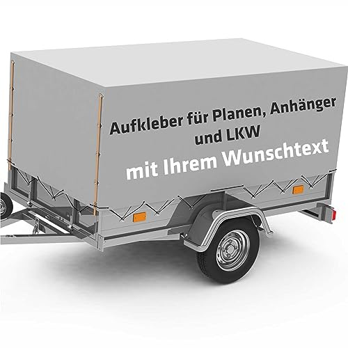 INDIGOS UG - Schriftzug Aufkleber Wunschtext - bis 100 cm - Autoaufkleber für Autoanhänger Zubehör - LKW Plane - Wunschtext für Anhängerplanen, LKWplanen, Werbeplanen & Gerüstplanen mehrzeilig