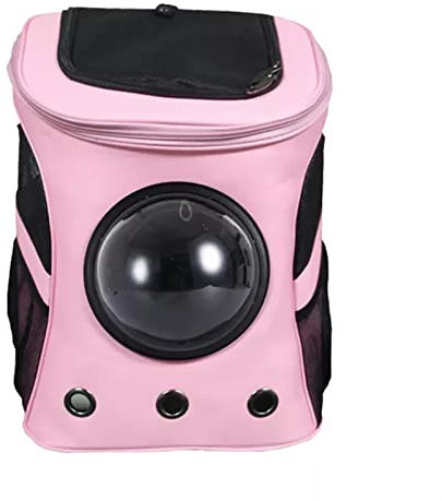 Samnuerly Katzenrucksack, großer Haustierrucksack, tragbare Raumkapsel, atmungsaktives Fenster, Katzenträger, Hundetasche, Haustierprodukte, Zubehör, tragbare Reisetaschen (Farbe: Grau) (Rosa)