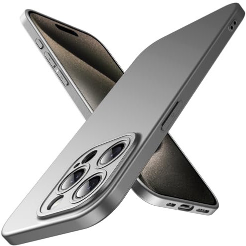 JETech Dünn Hülle für iPhone 15 Pro 6,1 Zoll mit Kameraschutz Eingebaut Schutzhülle, Ultra Slim Leicht Matt Finish Minimalistische Handyhülle (Silber)