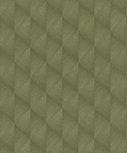 Rasch Tapete 687941 - Vliestapete mit geometrischem Motiv in 3D-Optik in Grün Gold - Kollektion Tropical House