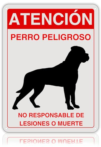 LEIASA | Señal Cuidado con Perro - 21x28 cm - Aluminio - Perro Peligroso | Cartel Perro Suelto, Placa Precaución Mordedura, Rótulo Atención Guardián, Adhesivo Vivienda Vigilada, Pegatina Reflectante