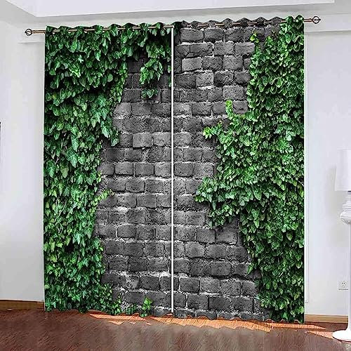 Vorhang Blickdicht 3D Kletterwand Pflanzen - 2 Stücke Verdunklungsvorhänge Mit Ösen Schlafzimmer Wohnzimmer Schallschutz Vorhang Verdunkelung Gardinen, 2 X 70 X 160 Cm - Kinder Vorhänge -1B2Z5Q2H3Q8V4