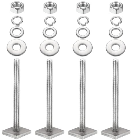 PATIKIL T-nut Adapter Nutensteine M6 x 65mm 4 Set Gepäckträger Edelstahl Nutensteine Dachträger Schrauben mit Mutter Unterlegscheiben für Relingträger Fahrrad Dachbox Kajak Gepäckträger