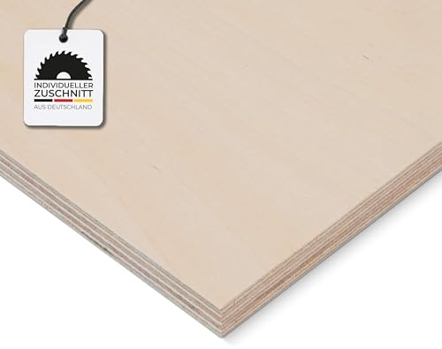 HausFux Multiplex-Platte nach Maß - 1,2 cm starkes Birken-Sperrholz, hohe Stabilität, kreuzweise verleimt, feuchtigkeitsresistent - Handwerker-Qualität - Maßanfertigung (Natur, 60 x 50 cm)