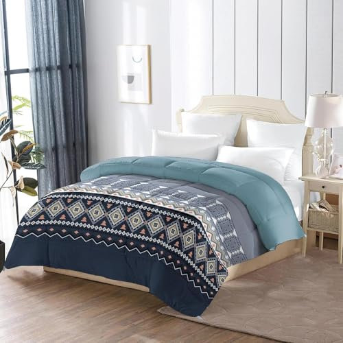Bettdecke 200x220 Ohne Bezug Nutzbar, Abstrakter Liniendruck Bettdecken Waschbar Ganzjahresdecke Boho 4 Jahreszeiten Steppdecke, Bettzeug Microfaser mit 2 Kissenbezug für Sommer Winter Doppelbett
