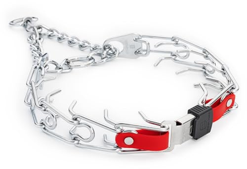 Herm Sprenger Hundehalsband aus verchromtem Stahl mit ClicLock-Schnellverschluss-Schnalle und Biothane-Einsatz, Trainingshalsband für Hunde, hergestellt in Deutschland, Kirschrot, 63,5 x 4,0 mm