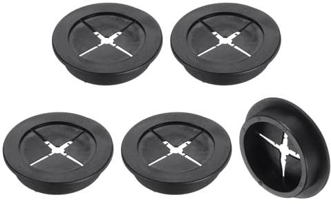 sourcing map 5 Pcs Cable Cord Grommet, 2 Inch (50mm) Desk Grommet Flexible Rubber Grommets Wire Hole Cover Pass Through for Office Computer Desk Wire Organizer, Black