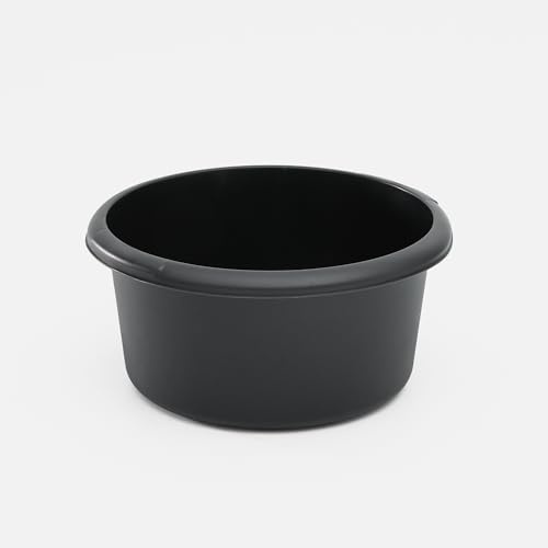 Washing Up Bowl for Sink | Black Small Round Plastic Sink Bowls (4 Liter Capacity) | Wash Up Basin Bowl for Kitchen Sinks