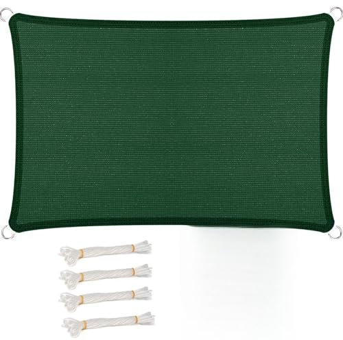 Vela Ombreggiante Rettangolare Tenda 520 x 700 cm, Antivento, Alta Protezione Solare, Hdpeprotezione UV 98%, Panno Ombreggiante per Esterni, per Giardino, Terrazza, Verde Scuro