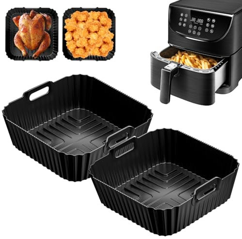 2 Stück Airfryer Silikonform Heißluftfritteuse,Airfryer Zubehör für COSORI TurboBlaze 5,5L/6L/6.2L,Air Fryer Silikon Einsatz,Fritteusenzubehör,Backform Zubehör für Cosori CP158-AF,CAF-R901-AEU