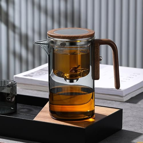 Asixxsix Enchanti Tea Pot, 600ml Witchcraft Magic Glass Teapot, Magnetic Water Separation Design, Borosilicate Infuser Pot with Strainer for Loose Leaf, Press Control Tea Pot