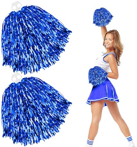 Cheerleader Pompons Mit Doppelloch Pompoms Cheerleading Cheerleader Pompons | Handblumen Pompons Cheerleader Für Sportveranstaltungen Tanz Party Ballspiele Karnevalspartys Verwendet 2Stk Blau